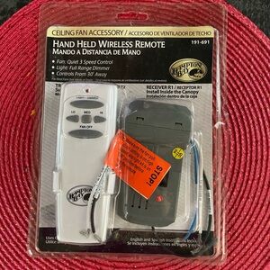 Hampton Bay Ceiling Fan Wireless Remote-New